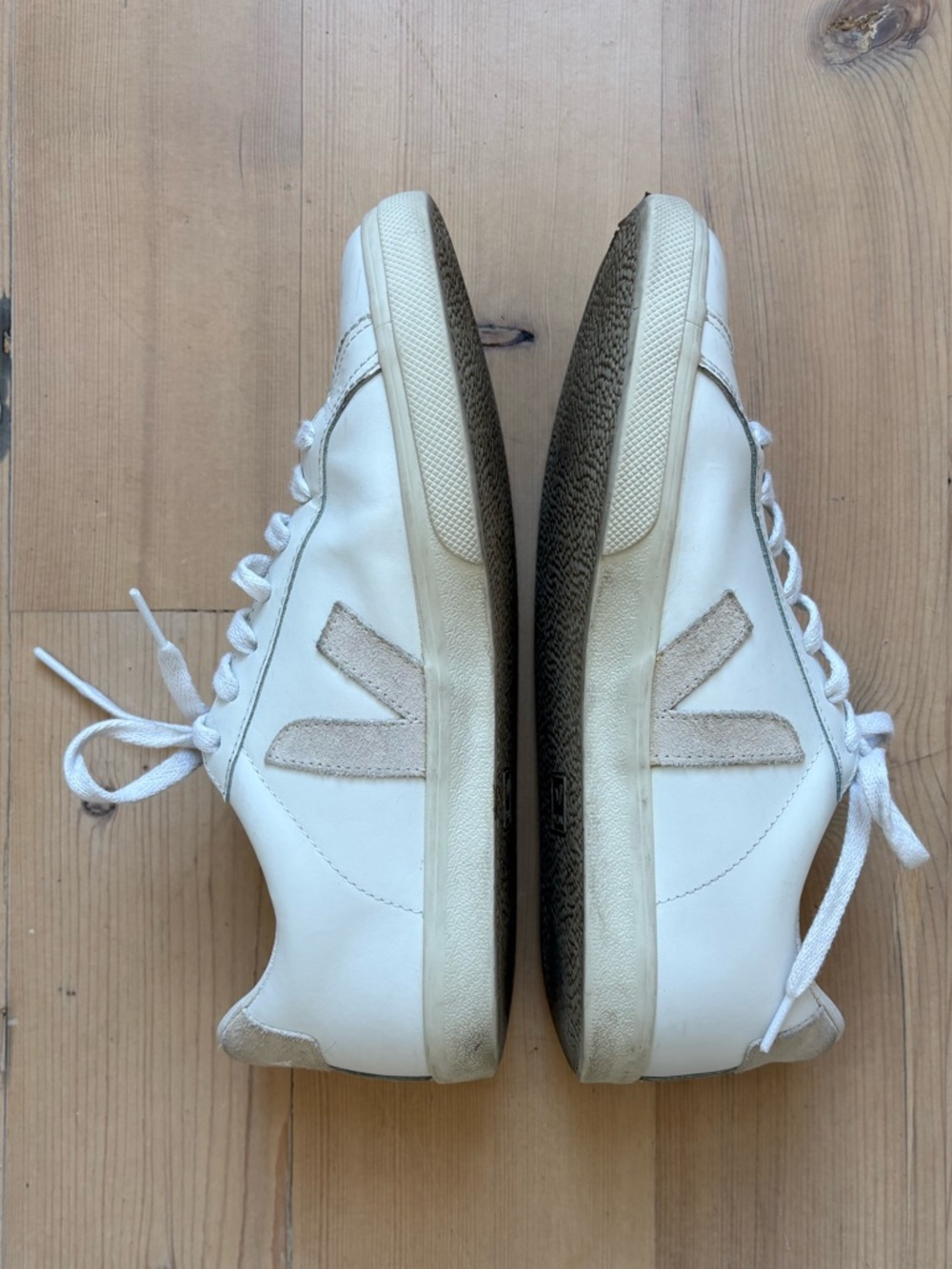 Veja Women’s White Leather Low-Top Sneakers with Tan Logo